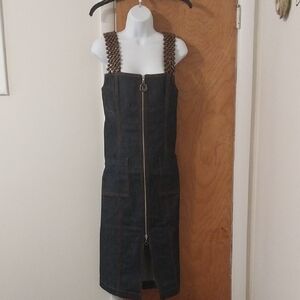 Denim Dress with Beaded Straps